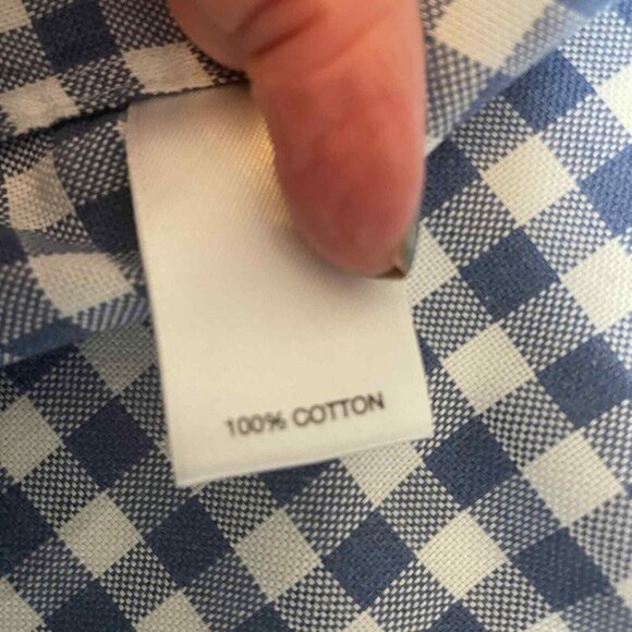 Daniel Cremieux Short Sleeve Button Down Size L Navy and White Gingham - Picture 9 of 9